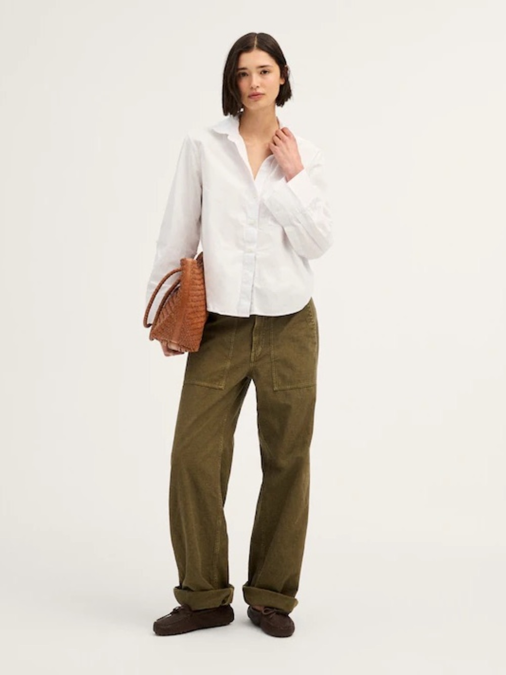 NWT Madewell The Signature Y-Neck Shirt in Poplin - Picture 2 of 10